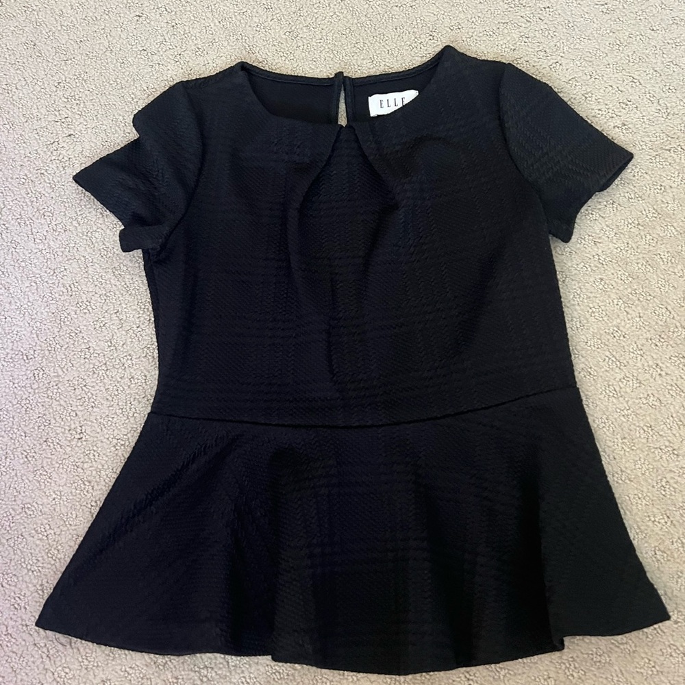 Elle Black Peplum Top